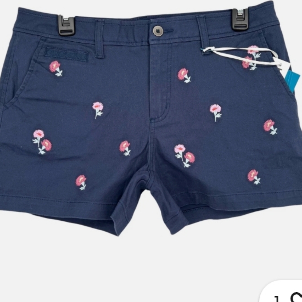 Market & Spruce Navy Floral Embroidered Shorts